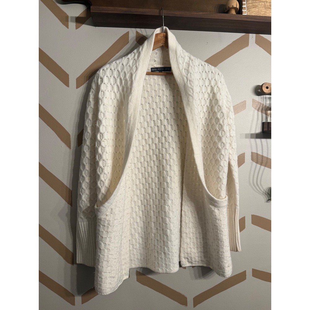 Brixon Ivy Cardigan Sweater Womens Small Cream Open Front Knit SF72411ION